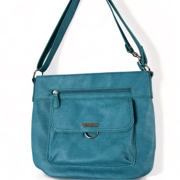 multi sac Handbags - NWOT MULTI SAC Teal Vegan Leather Shoulder Convertible Bag Purse Silver Accent